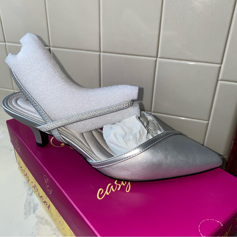 Easy Street Silver Women's Heels - Picture 2 of 7